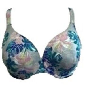 Cacique Womens Bra Grey  42DDD Tropical Floral Underwire Balconette Bra